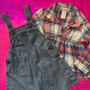 Jean dress and plaid shirt